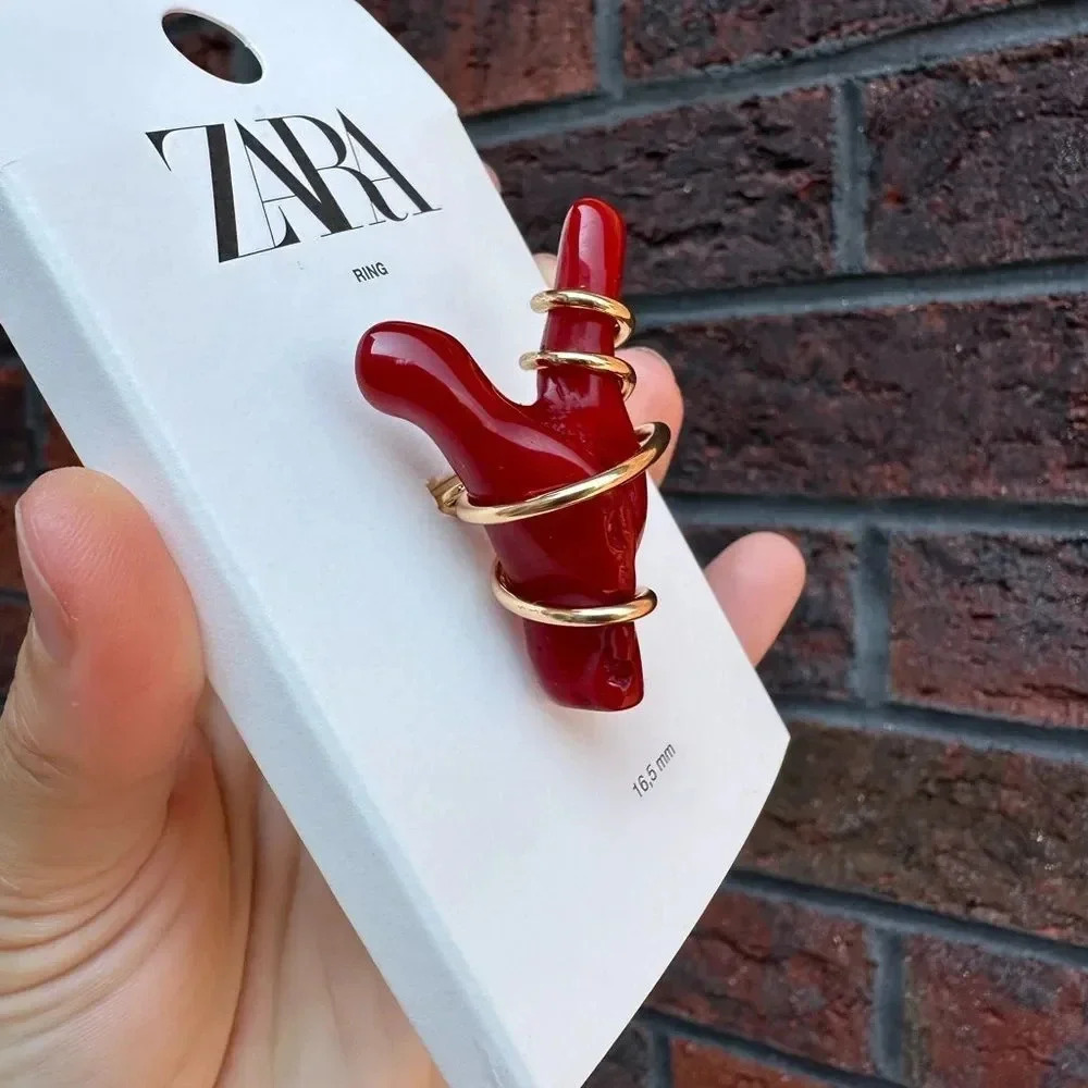 ZARA RED CORAL FINGER RING - Picture 11 of 14